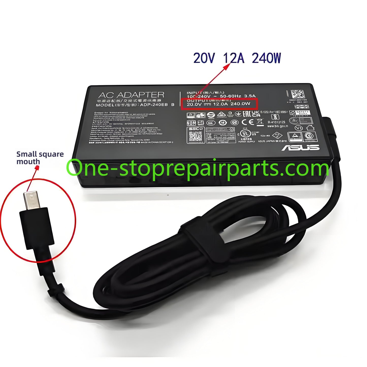 AC Power Adapter Charger for ASUS 100W 180W 200W 240W 280W Rectangle Conn ADP-240EB B A20-200P1A ADP-180TB K type CROG 14 16 Air ASUS ProArt PX13