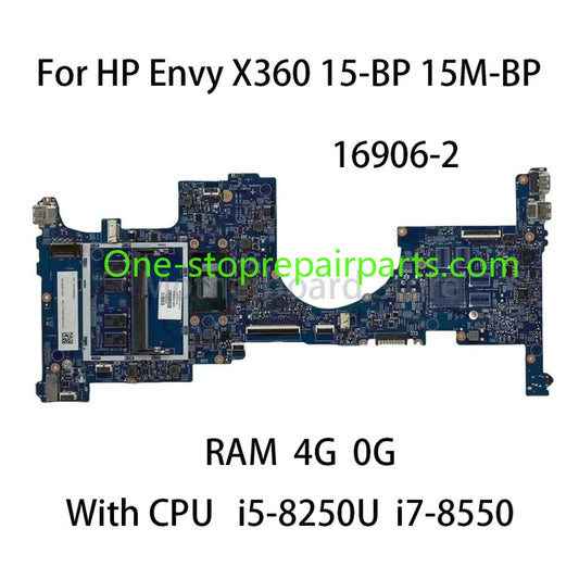 16906-2 Laptop Motherboard For HP Envy X360 15-BP 15M-BP With CPU i5-8250U i7-8550 RAM 0G 4G 934998-001 935000-601 HP laptop repair parts