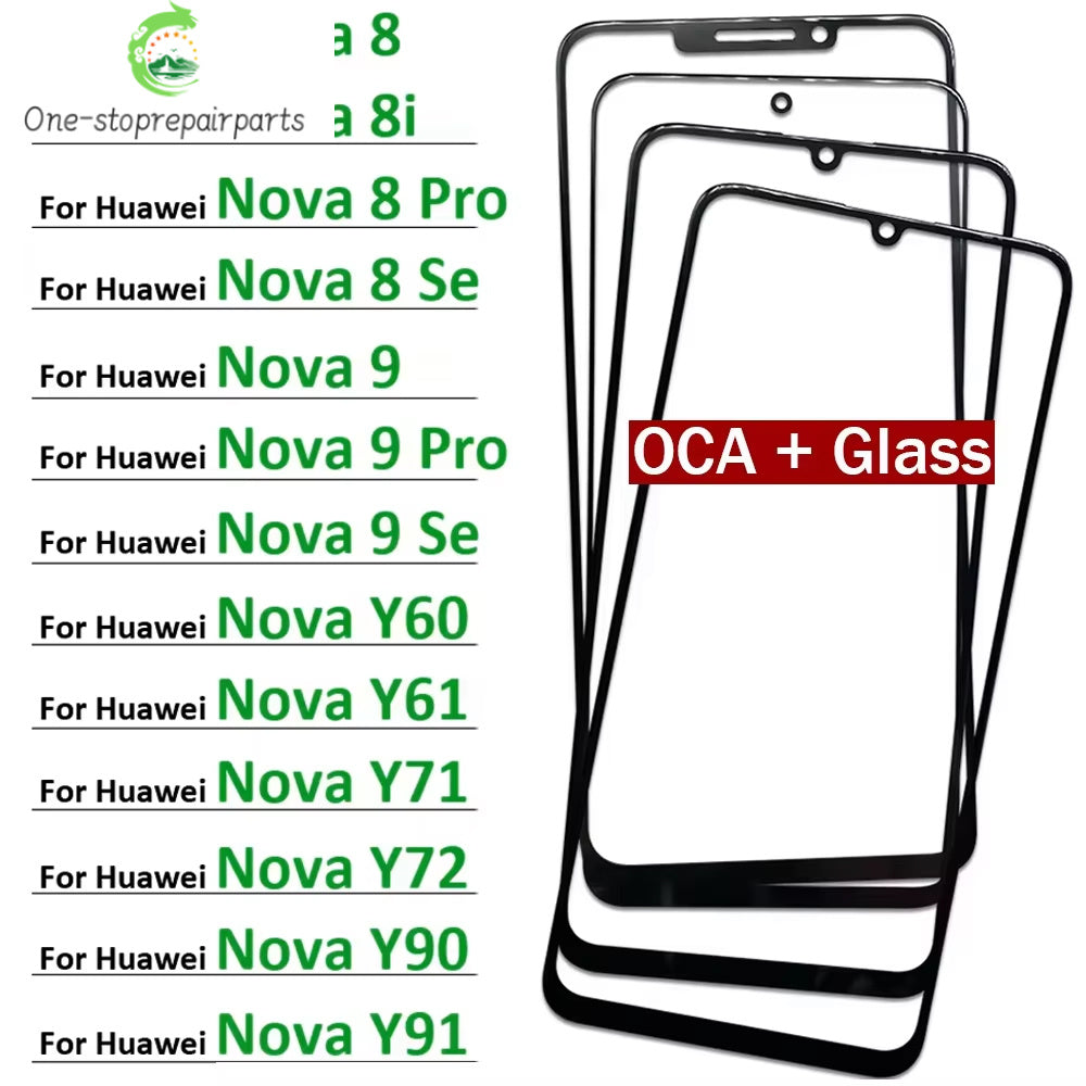 New Front Screen Outer Glass With OCA For Huawei Nova 8 8i 9 Pro Se Y60 Y61 Y71 Y72 Y90 Y91 Y70 Plus Huawei phone repair parts