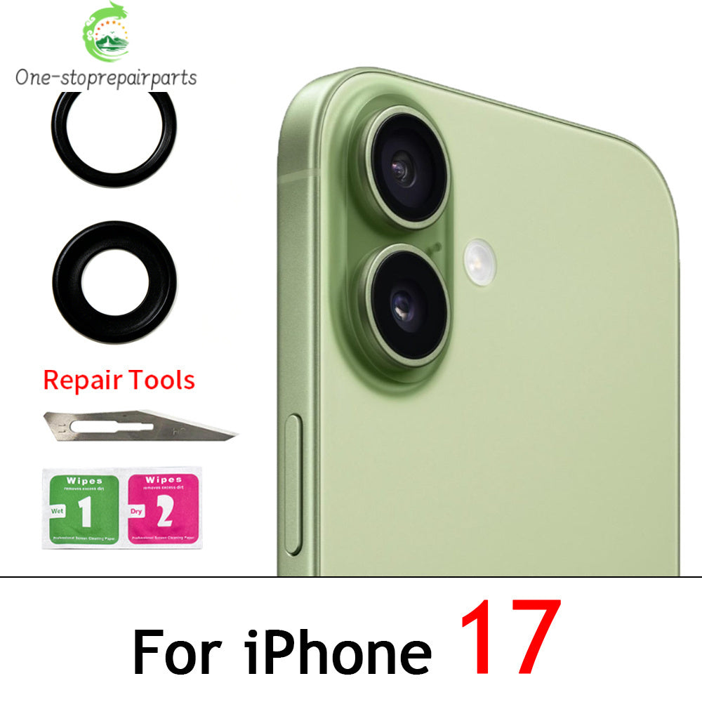 10Pcs, Camera Glass Lens Back Rear Camera Glass Lens For iPhone 11 12 13 14 15 16 17 Pro Max Plus Mini With Sticker Adhesive iPhone phone repair parts
