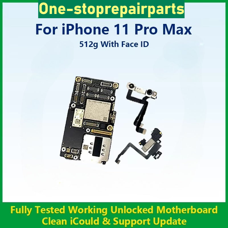 Fully Tested Authentic Motherboard For iPhone 11 Pro Max 64g/256g Unlocked Mainboard Without Face ID Clean iCloud Fast Shipping iPhone phone repair parts