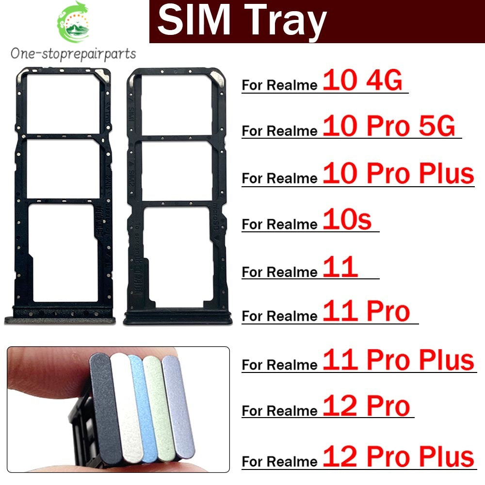 New For OPPO Realme 10 10s 11 12 Pro Plus 4G 5G SIM Card Tray Slot Holder Adapter Accessories Realme phone repair parts
