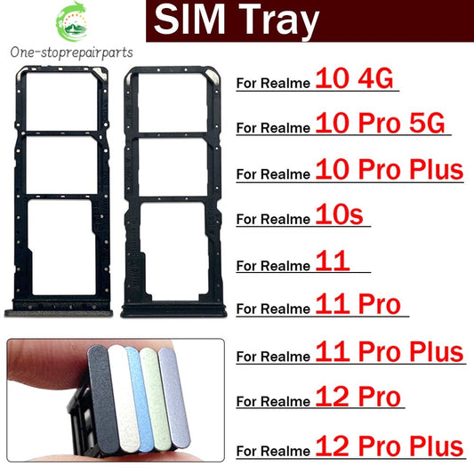 New For OPPO Realme 10 10s 11 12 Pro Plus 4G 5G SIM Card Tray Slot Holder Adapter Accessories Realme phone repair parts