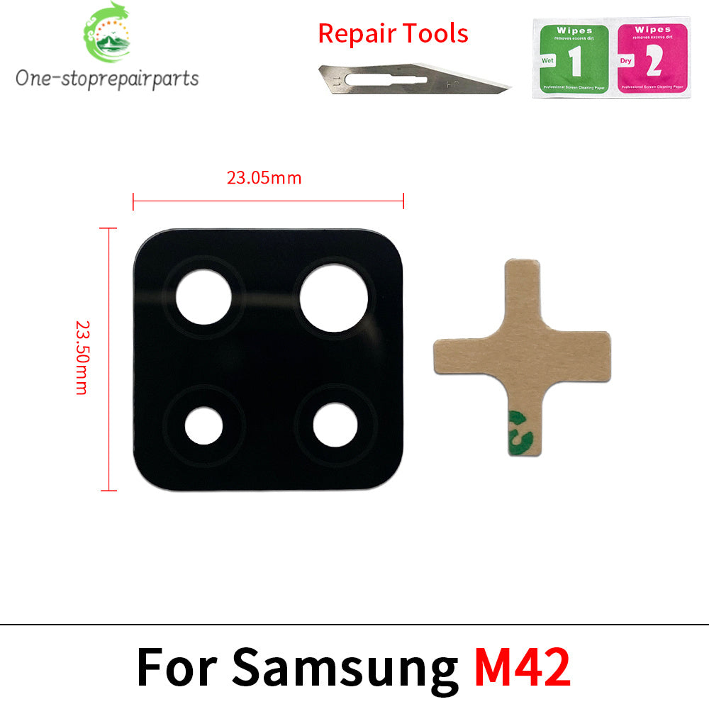 Rear Back Camera Glass Lens With Sticker For Samsung M02 M02s M11 M12 M13 M14 M23 M32 M42 M52 M33 M53 M54 4G 5G Samsung phone repair parts