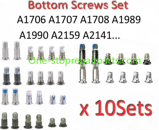 10Sets/Lot A1706 A1707 A1708 A1989 A1990 A2159 A2141 A2338 Bottom Screws Set for Macbook Pro Retina 13" 15" 16" Grey Silver Macbook repair parts