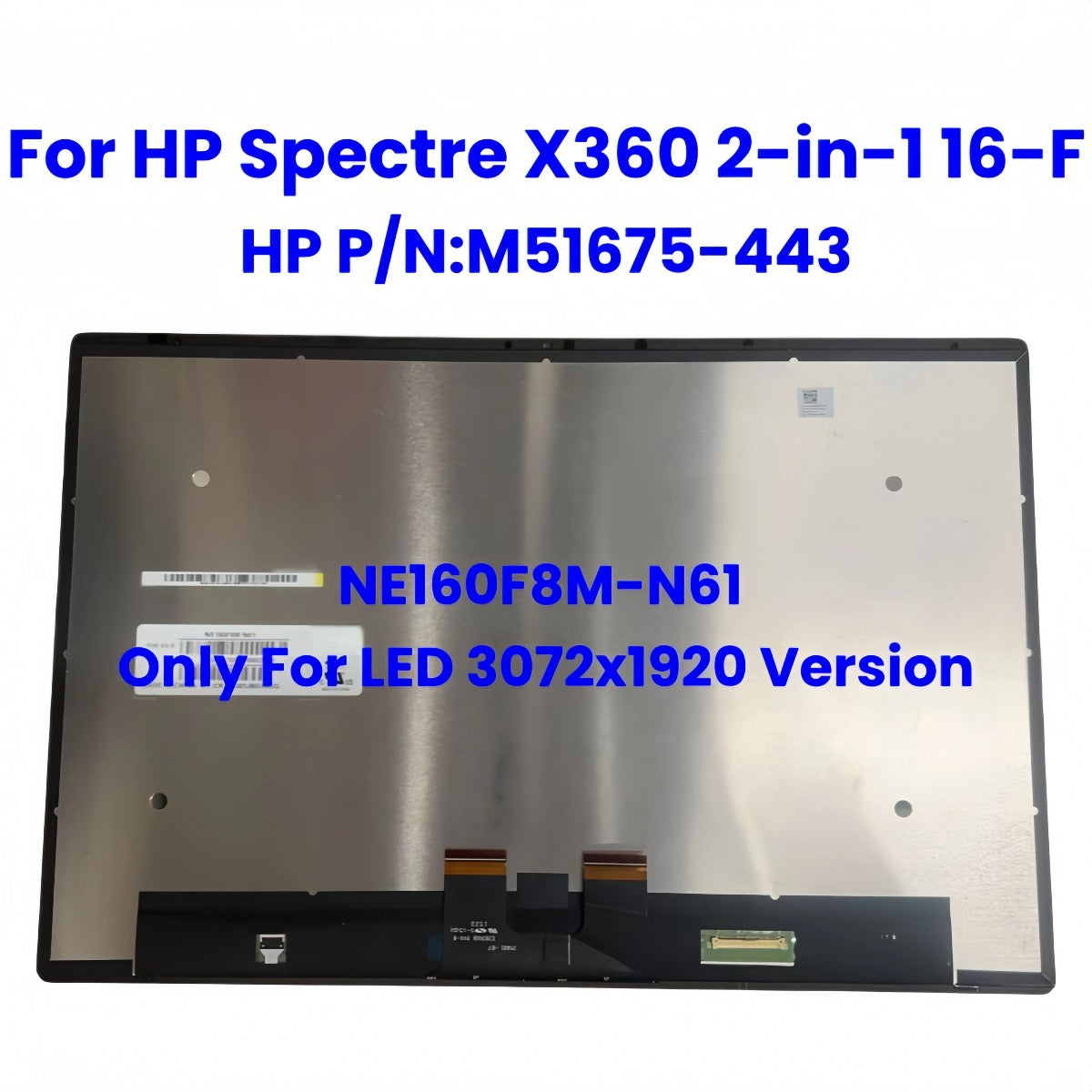 For HP Spectre X360 2-in-1 16-F Series 16 Inch QHD 3072x1920 Touch Screen LCD Display Assembly NE160F8M-N61 HP P/N:M51675-443 HP laptop repair parts