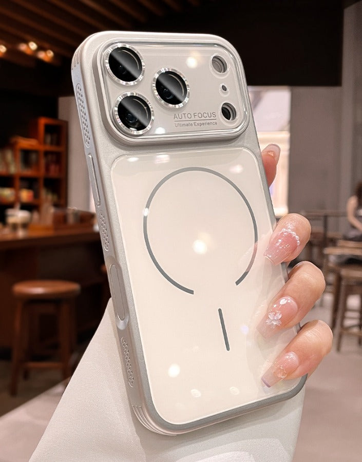 Frosted magnetic suction heat dissipation for iPhone 17promax mobile phone case The new iPhone16 seconds becomes larger Windows protective case 15pro Side mesh heat dissipation design Men's and women's Phone accessories