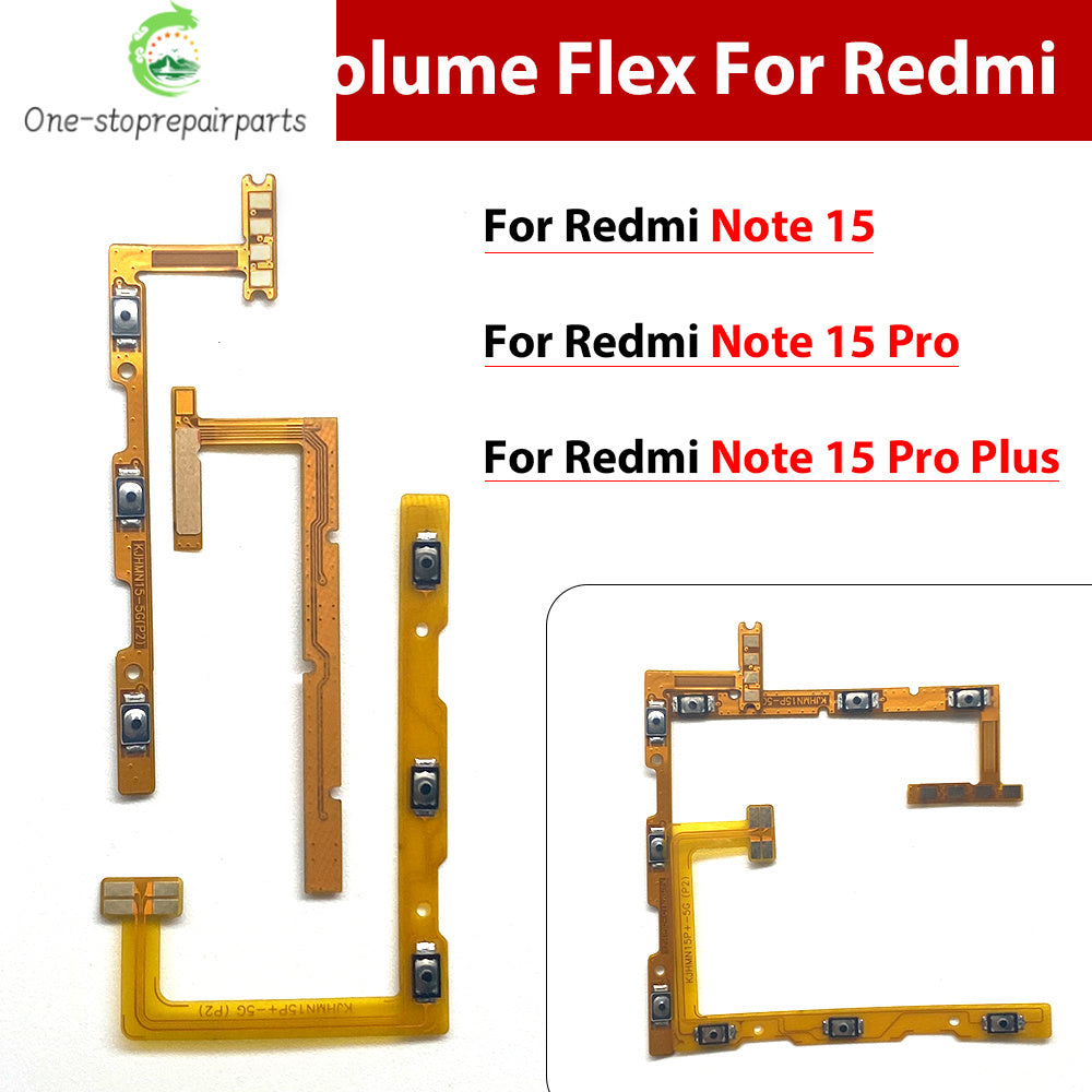 10Pcs, Volume Button Power Switch On Off Button Flex Cable For Xiaomi Redmi Note 13 14 15 Pro Plus 4G 5G Xiaomi  Xiao mi phone repair parts