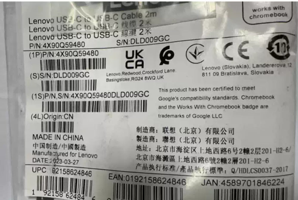 Originla100W 60W data docking station cable 4X90Q59480 4X90U90619 4X90U90618 for Lenovo USB-C to USB-C USB Type C 2m 1m Hybrid USB-C with USB-A Cable