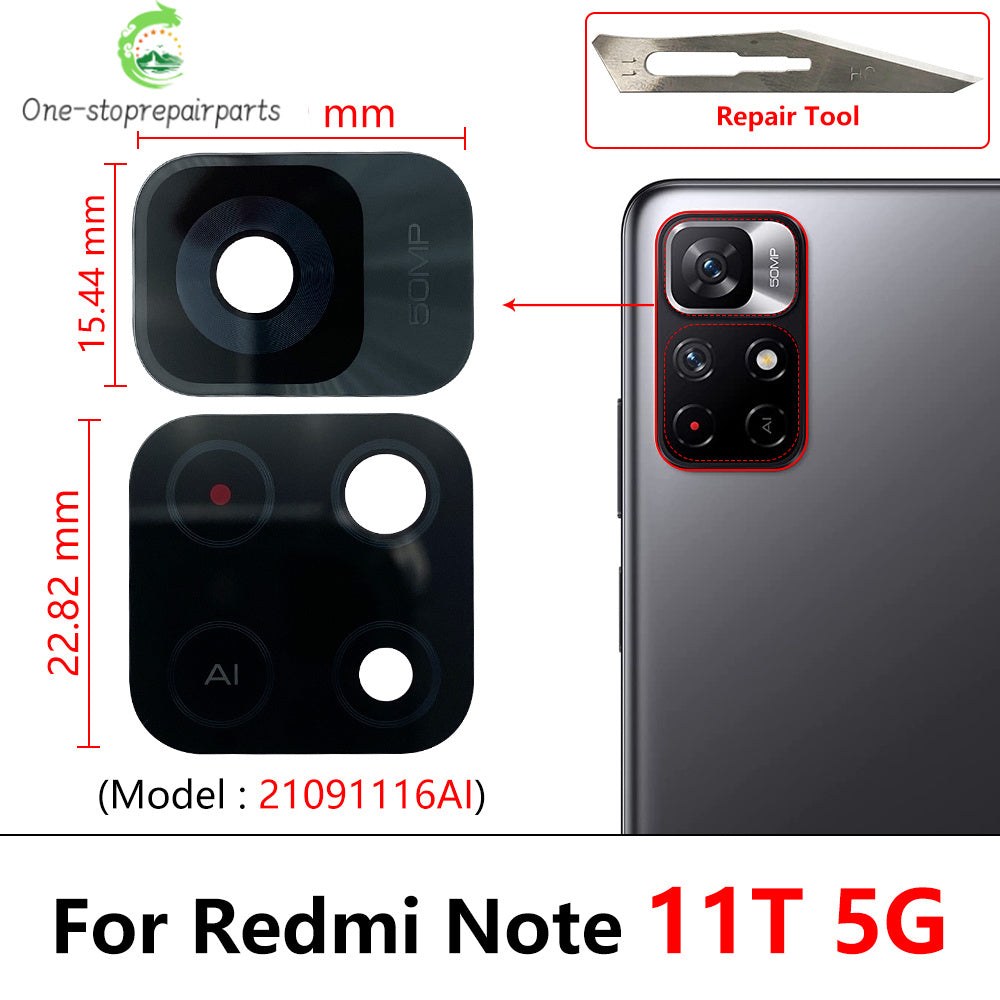 10Pcs/Lot, Rear Back Camera Glass Lens For Redmi Note 11 Global 2201117TG 11s 11E 11T 11 Pro 5G With Adhesive Sticker Redmi phone repair parts