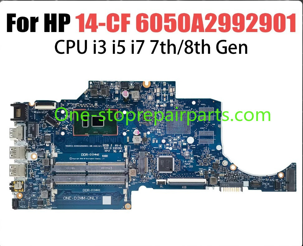 For HP Mainboard 6050A2992901 Laptop Motherboard Pavilion 14-CK 14-CF CPU i3 i5 i7 100% Tested HP laptop repair parts
