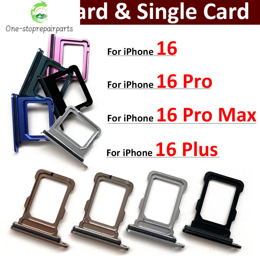 New Dual Single SIM Card Tray Slot Holder Adapter Accessories For iPhone 16 Pro 16Pro Max 16 Plus iPhone phone repair parts