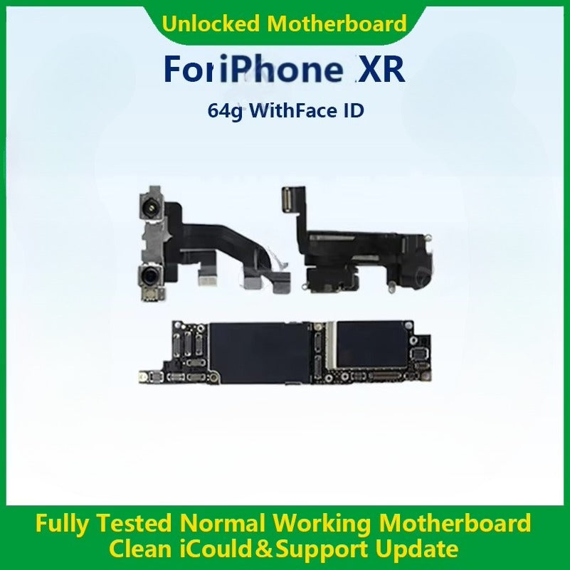 For iPhone XR 64g/128g With Face ID Unlocked Motherboard Cleaned iCloud Fully Tested Normal Working Mainboard Support Update iPhone phone repair parts