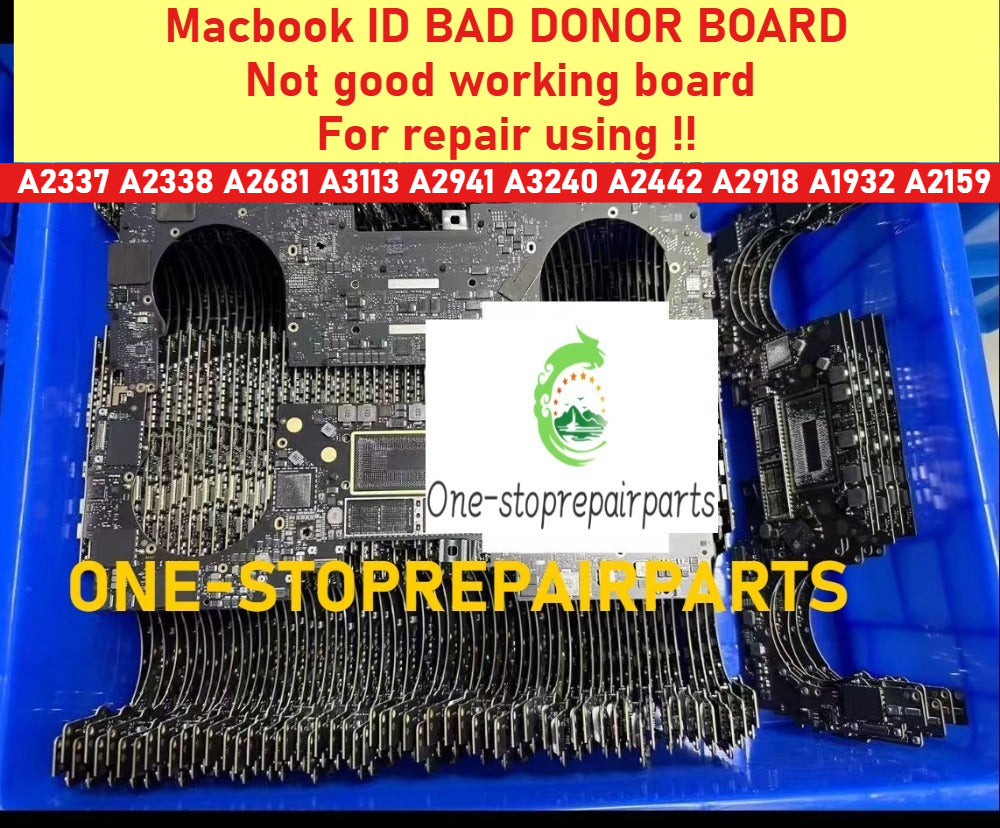 NO working ! ID BAD Donor board for MacBook A2337 A2338 A2681 A3113 A2941 A3240 A2442 A2918 A1932 A2159 128G 256G 512G ID non working logic motherboard for repair chips remove using  Macbook repair parts