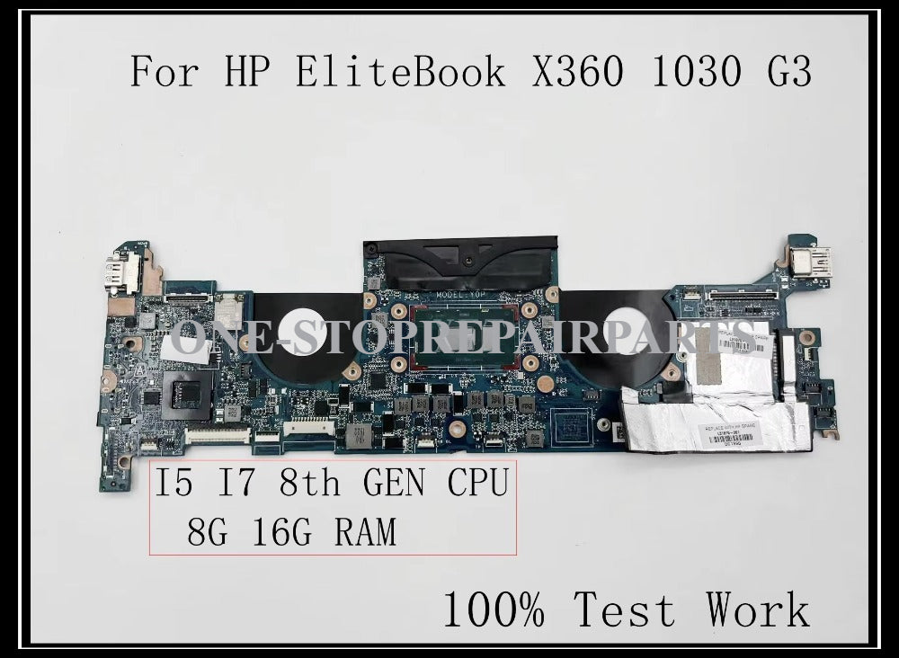 For HP EliteBook X360 1030 G3 Laptop Motherboard DA0Y0PMBAF0 DA0Y0PMBAE0 With I5 I7 8TH GEN CPU 8G 16G RAM 100% Test Work HP laptop repair parts