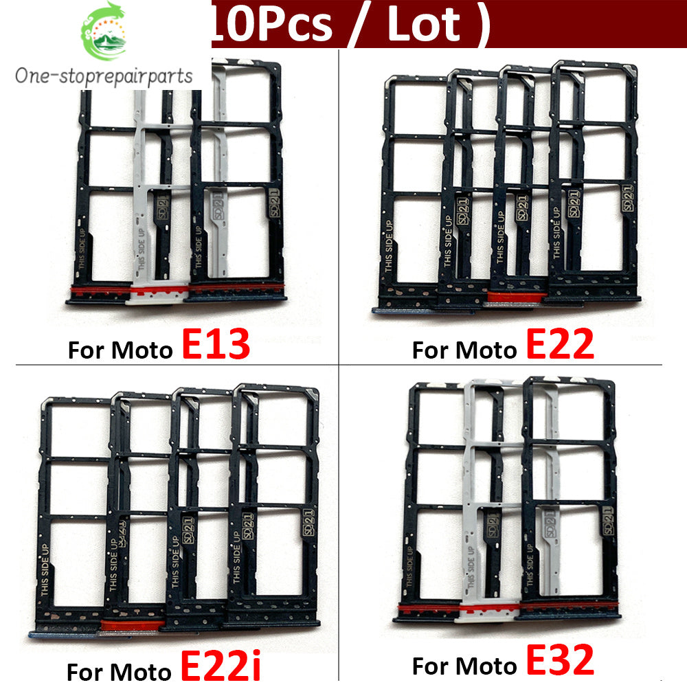 10Pcs, SIM Card Tray Slot Holder Adapter Accessories For Motorola Moto E13 E32 E22 E22i Motorola phone repair parts