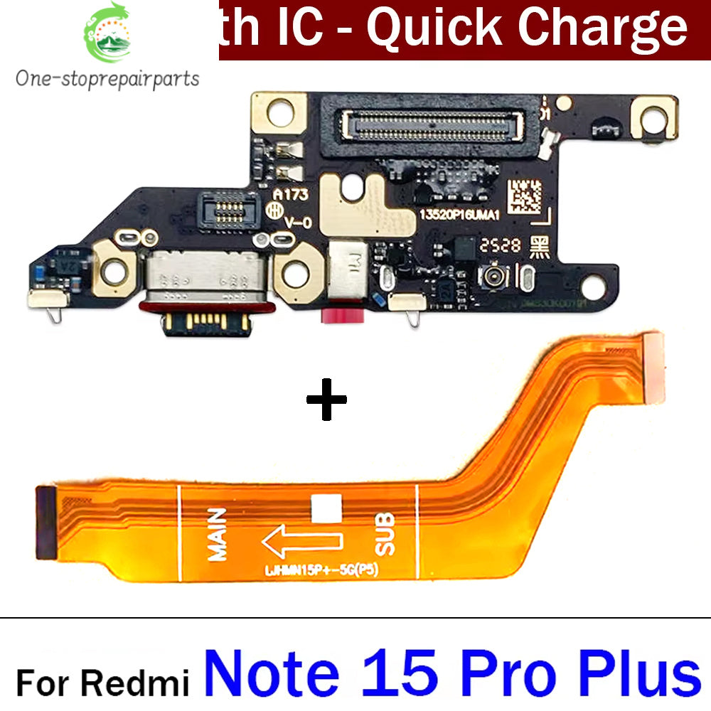 Dock Connector Micro USB Charger Charging Port Microphone Main Board Flex Cable For XIaomi Redmi Note 15 Pro Plus 4G 5G  Xiaomi  Xiao mi phone repair parts