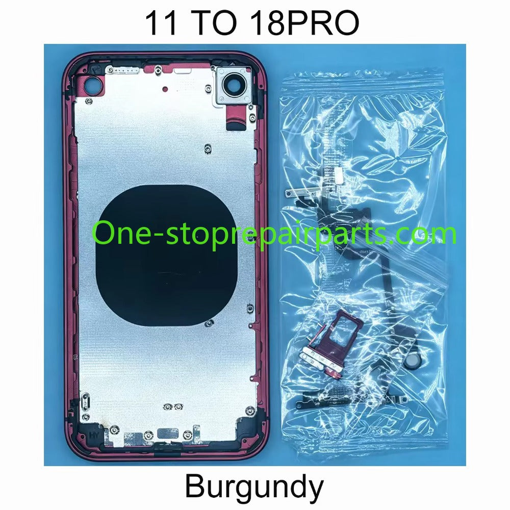 DIY Retrofit Housing Kit For iPhone XR/11 18 Pro Style Assembly With Frame, Flex Cable, Side Keys & Matching Phone Case iPhone phone repair parts