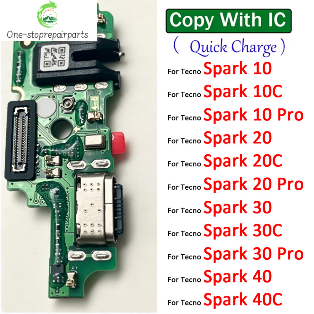 USB Charger Dock Connector Charging Port Microphone Flex Cable For Tecno Spark 10 10C 20 20C 30 30C 40 40C Pro Plus 4G 5G Tecno phone repair parts