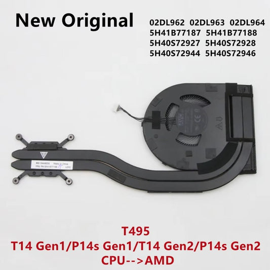 Original For Laptop Lenovo Thinkpad T495 T14 P14s Gen1/2 AMD CPU Cooling Fan Heatsink Radiator UMA Cooler 02DL962 5H41B77187 Lenovo laptop repair parts