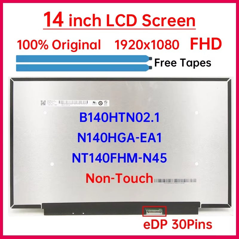 14 Inch Laptop LCD Screen B140HTN02.1 N140HGA-EA1 NT140FHM-N45 Display Matrix Panel Replacement 1920x1080 eDP 30 Pins Non-Touch Laptop screen replacement