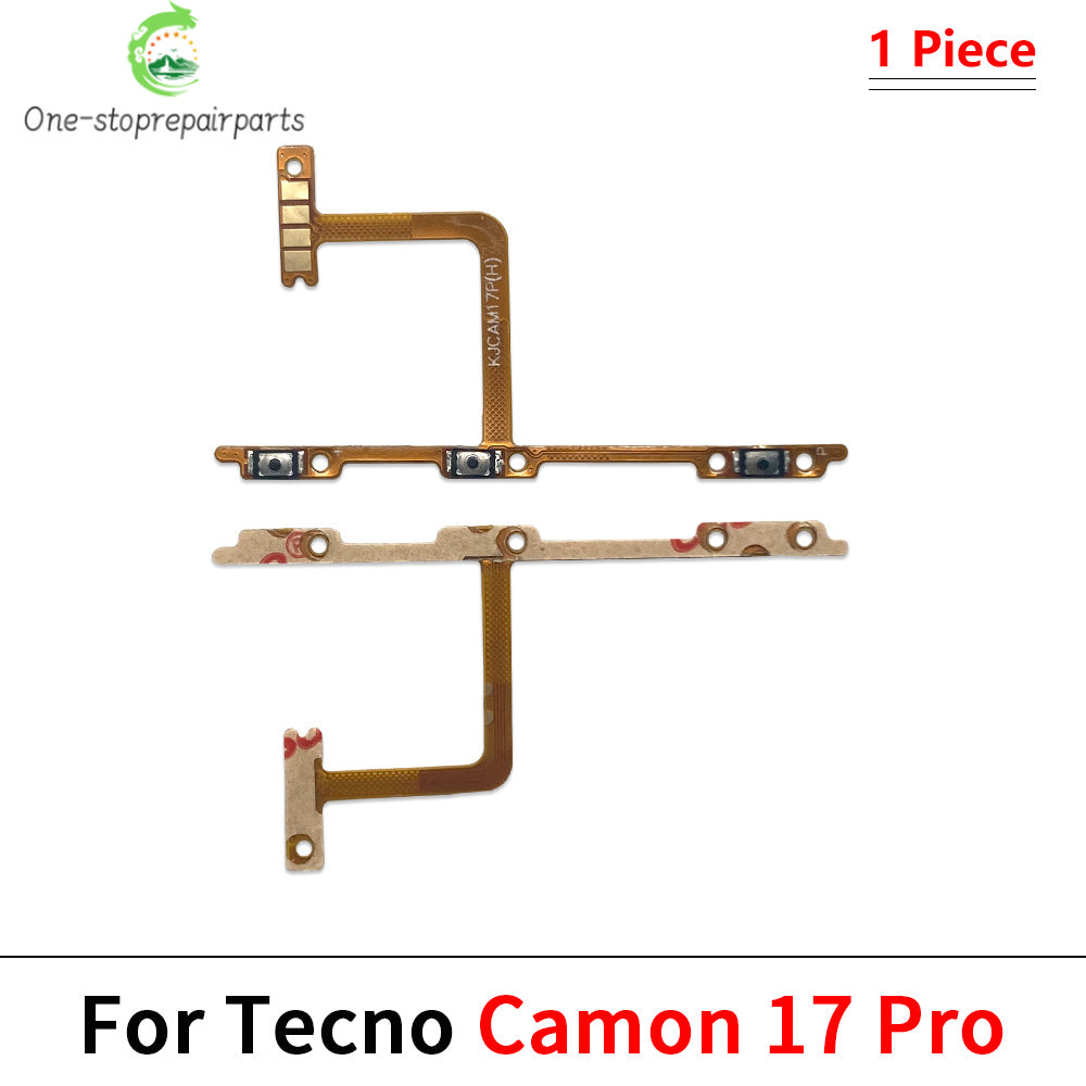10Pcs, Power On Off Volume Side Button Key Flex Cable For Tecno Camon 15 16 17 18 19 20 30 Pro Air Neo 4G 5G Tecno phone repair parts