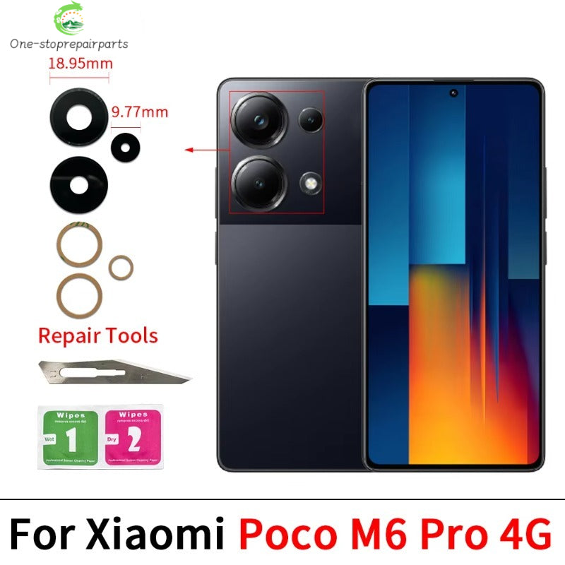 100Pcs，Rear Back Camera Glass Lens For Xiaomi Poco F5 F6 M5 M5s M6 X5 X6 Pro 4G 5G Camera Glass With Glue Adhesive  Xiaomi  Xiao mi phone repair parts