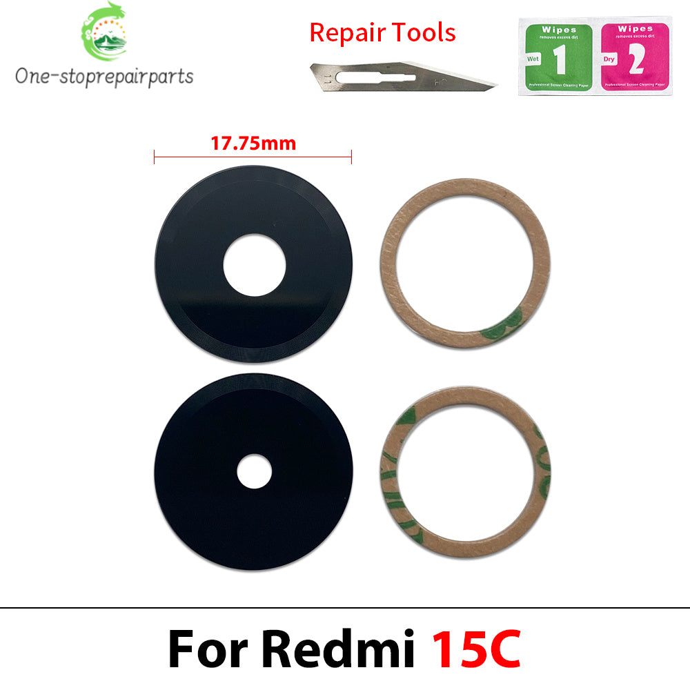 10Pcs, Camera Glass Lens Back Rear Camera Glass Lens with Adhesive For Xiaomi Redmi 12 12C 13 13C 14C 15 15C 4G 5G  Xiaomi  Xiao mi phone repair parts