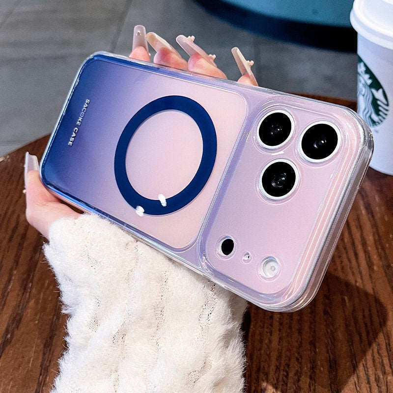 Macaron gradual change for iPhone 17promax mobile phone case new iPhone16 smudge gradual change magnetic attraction, protective case 15pro fine hole frame protective case Phone accessories