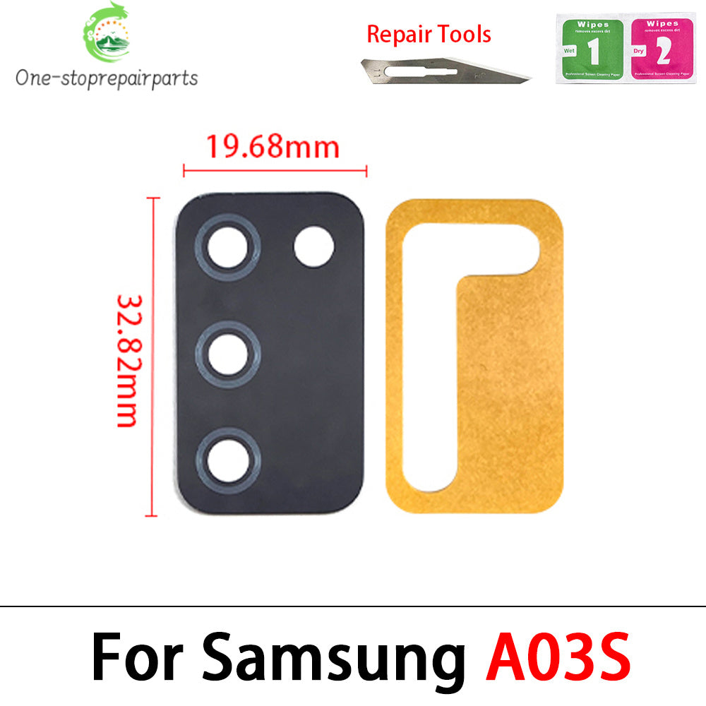 10Pcs/Lot Back Rear Camera Glass Lens For Samsung  A03 A03s A04 Core A04s A04E A14 A24 A34 A54 A13 A23 4G 5G With Adhesive Samsung phone repair parts