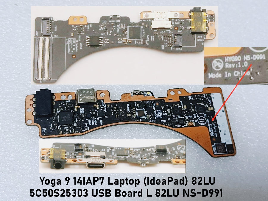 USB I/O Board For LENOVO Yoga Pro 9 14IRP8 Slim Pro 9 14IRP8 Yoga 9 14IAP7 Yoga 9 2-in-1 14ILL10 USB Audio power button board 5C50S25462 NS-F201 5C50S25519 NS-F191 5C50S25303 NS-D991 5C50S25782 MC940/MYGA0 NS-G451 lenovo laptop repair parts