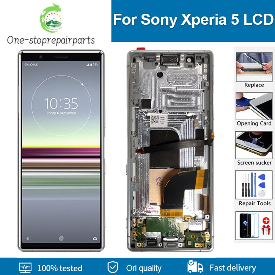 6.1"Original For SONY Xperia 5 X5 LCD Display Touch Screen Digitizer Assembly Replacement Parts J8210 J8270 J9210 LCD With Frame Sony phone repair parts