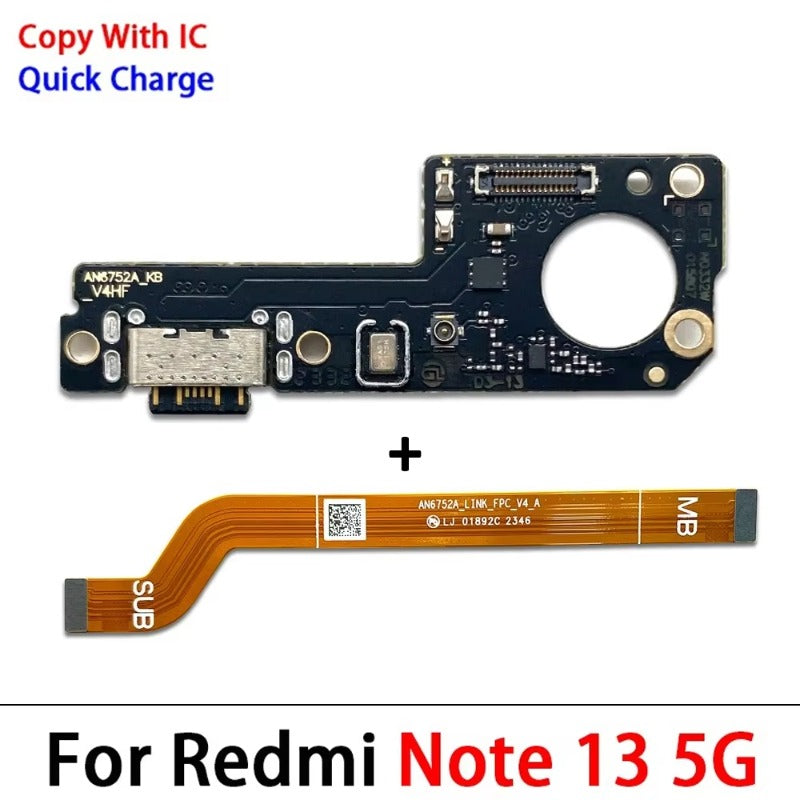 New USB Charger Charging Board Dock Port Connector Main Flex Cable For Xiaomi Redmi Note 10 10s 11 11s 12 12s 13 Pro Plus 4G 5G Xiaomi  Xiao mi phone repair parts