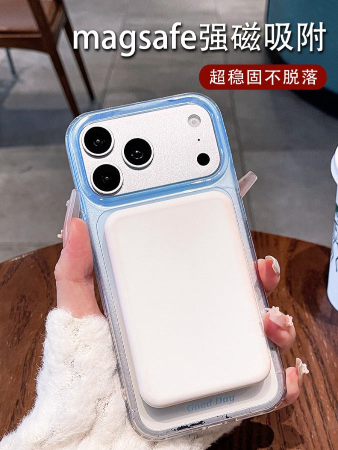 Macaron gradual change magnetic suction for iPhone 17promax mobile phone case new iPhone160 spring and summer smudge gradual change magnetic suction case 15pro girl heart case Phone accessories