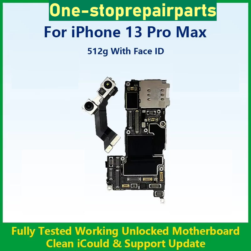 Fully Tested Authentic Motherboard For iPhone 13 Pro Max 128g/256g Unlocked Mainboard With Face ID Cleaned iCloud Fast Shipping iPhone phone repair parts