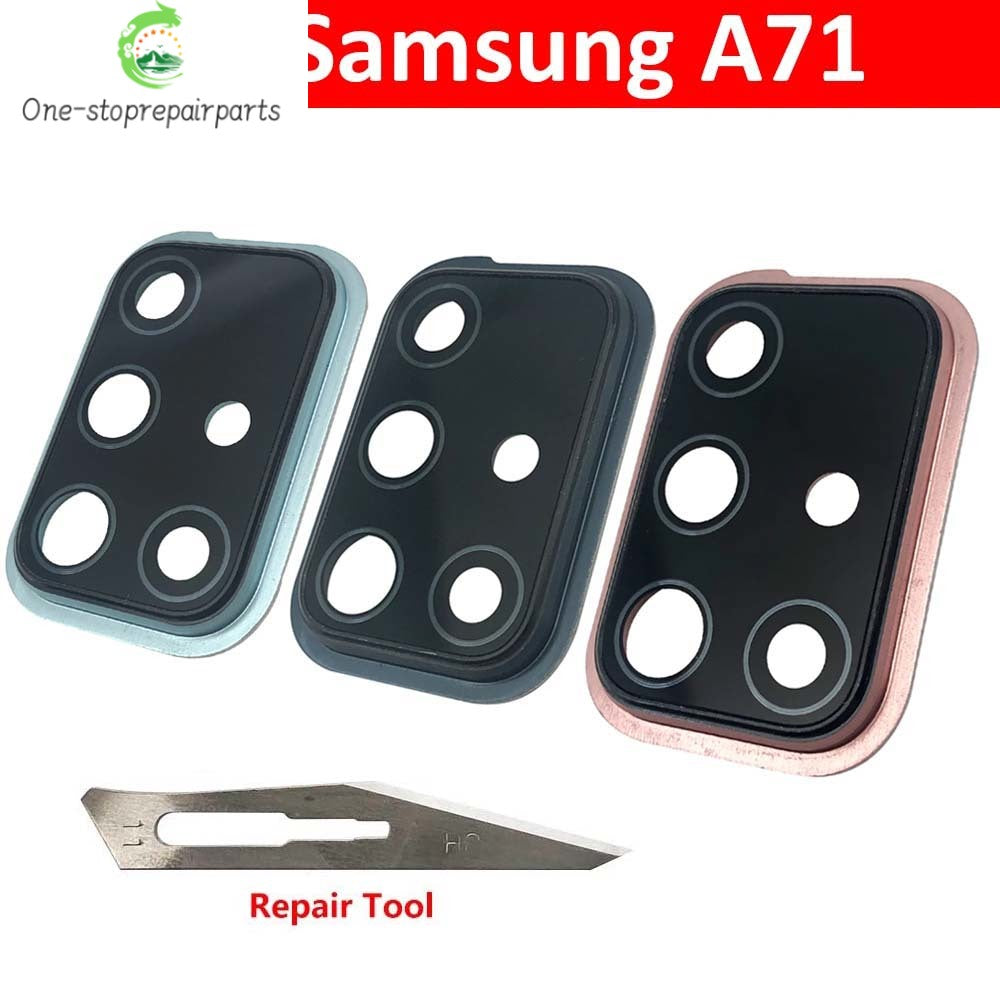 New For Samsung A71 A715 A715F Housing Back Rear Camera Glass Lens With Cover Frame Holder Samsung phone repair parts