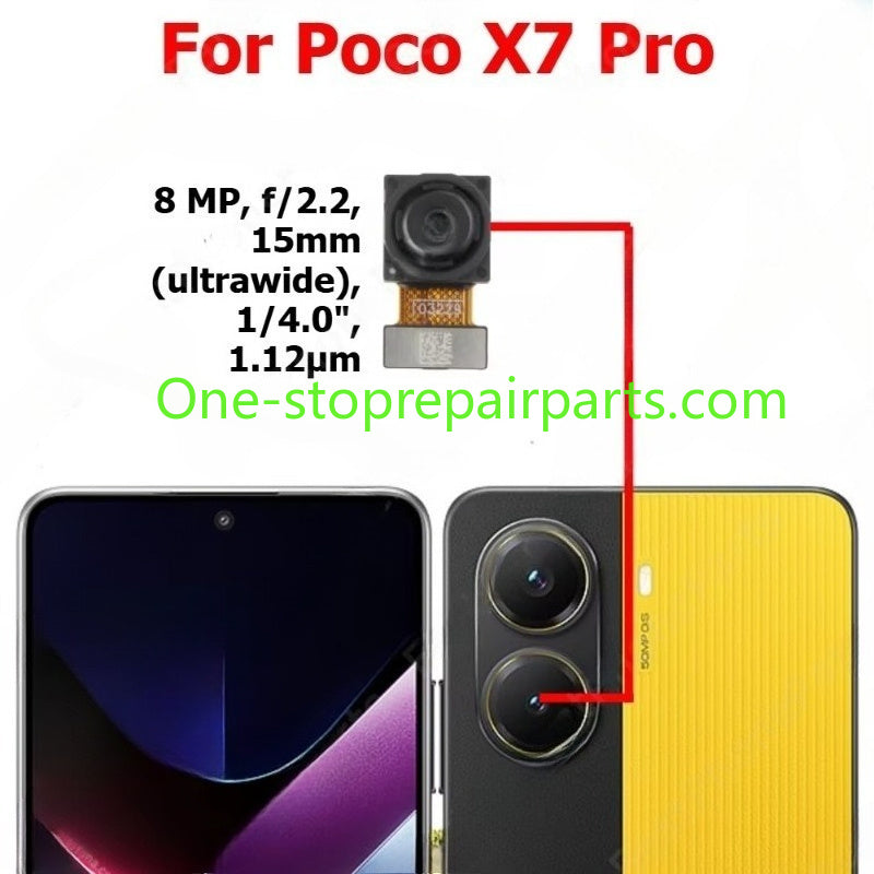 Camera For Xiaomi Poco X7 Pro X7Pro Rear Backside Front Facing Frontal Selfie Back Camera Module Xiaomi phone repair parts