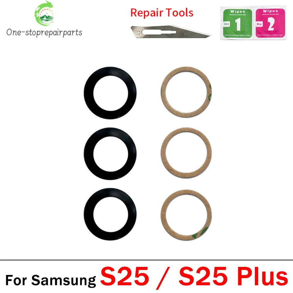 10Pcs, Back Rear Camera Glass Lens Cover With Adhesive For Samsung S24 S25 S26 Plus Ultra Fe With Glue Adhesive Samsung phone repair parts