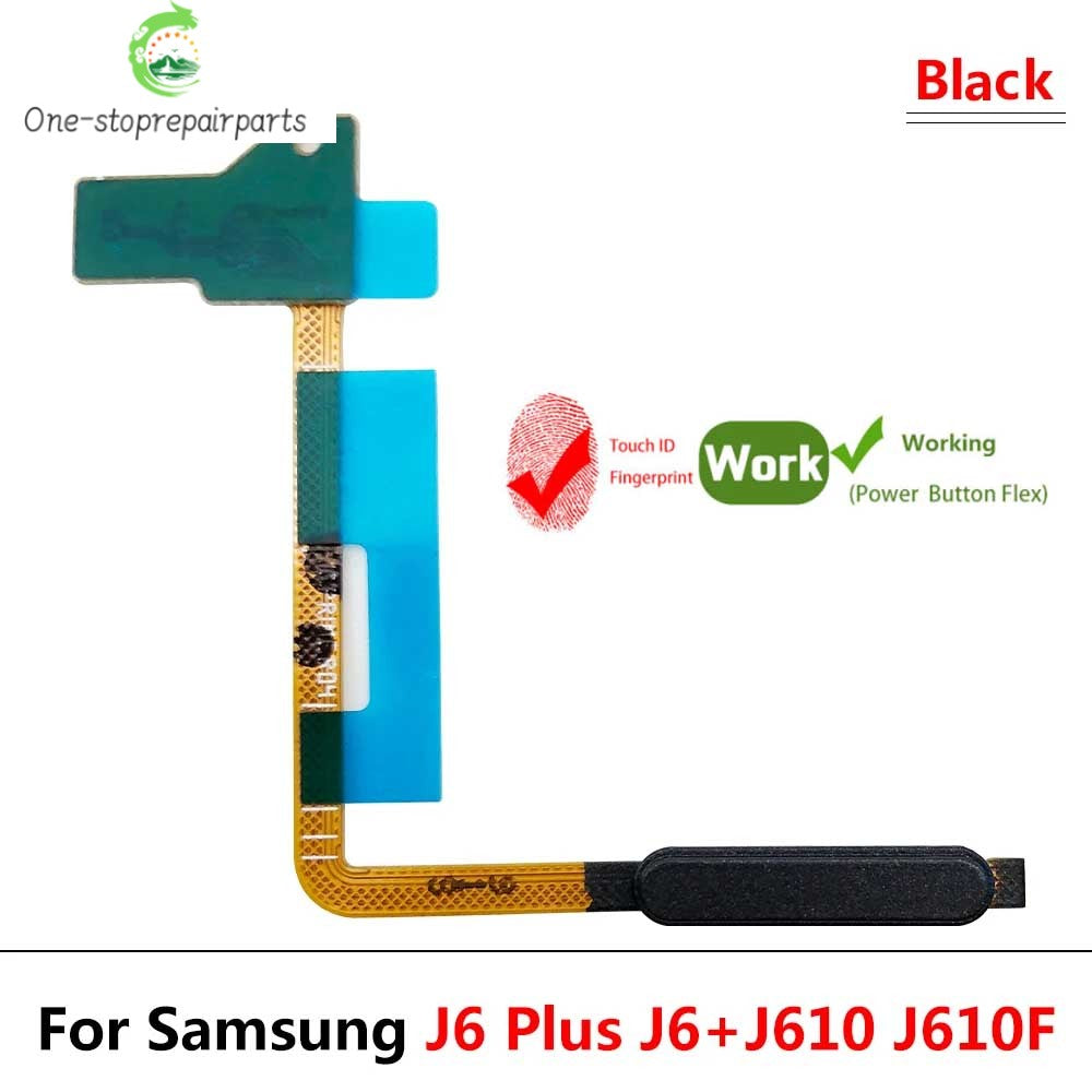 10Pcs/Lot, Home Button FingerPrint Touch ID Sensor Power Flex Cable Ribbon For Samsung J6 Plus J6+ J6plus J610 J610F Samsung phone repair parts