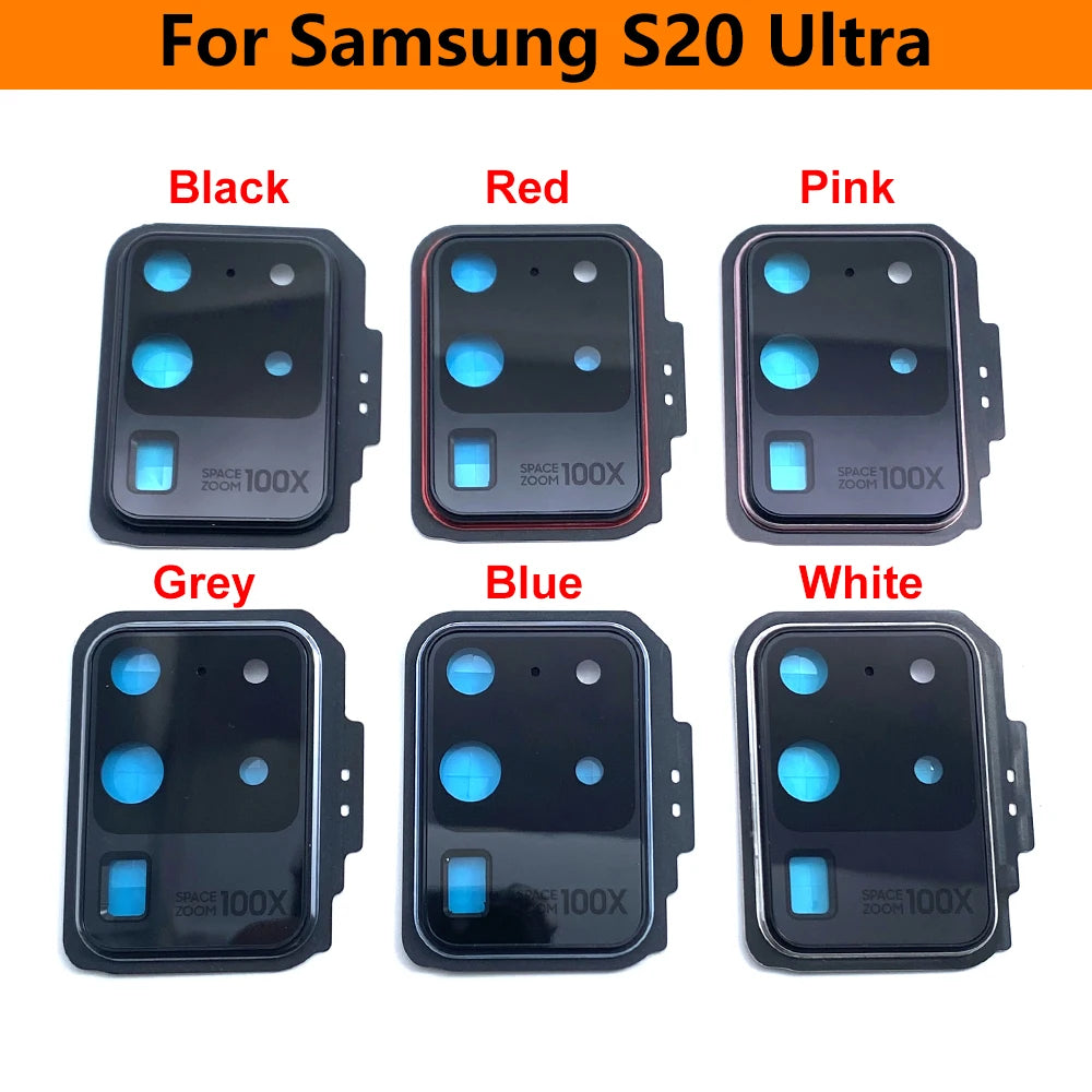 10Pcs/Lot, Rear Camera Glass Lens Back Camera Glass Cover Frame For Samsung S20 Plus S20 Ultra Replacement Parts Samsung phone repair parts