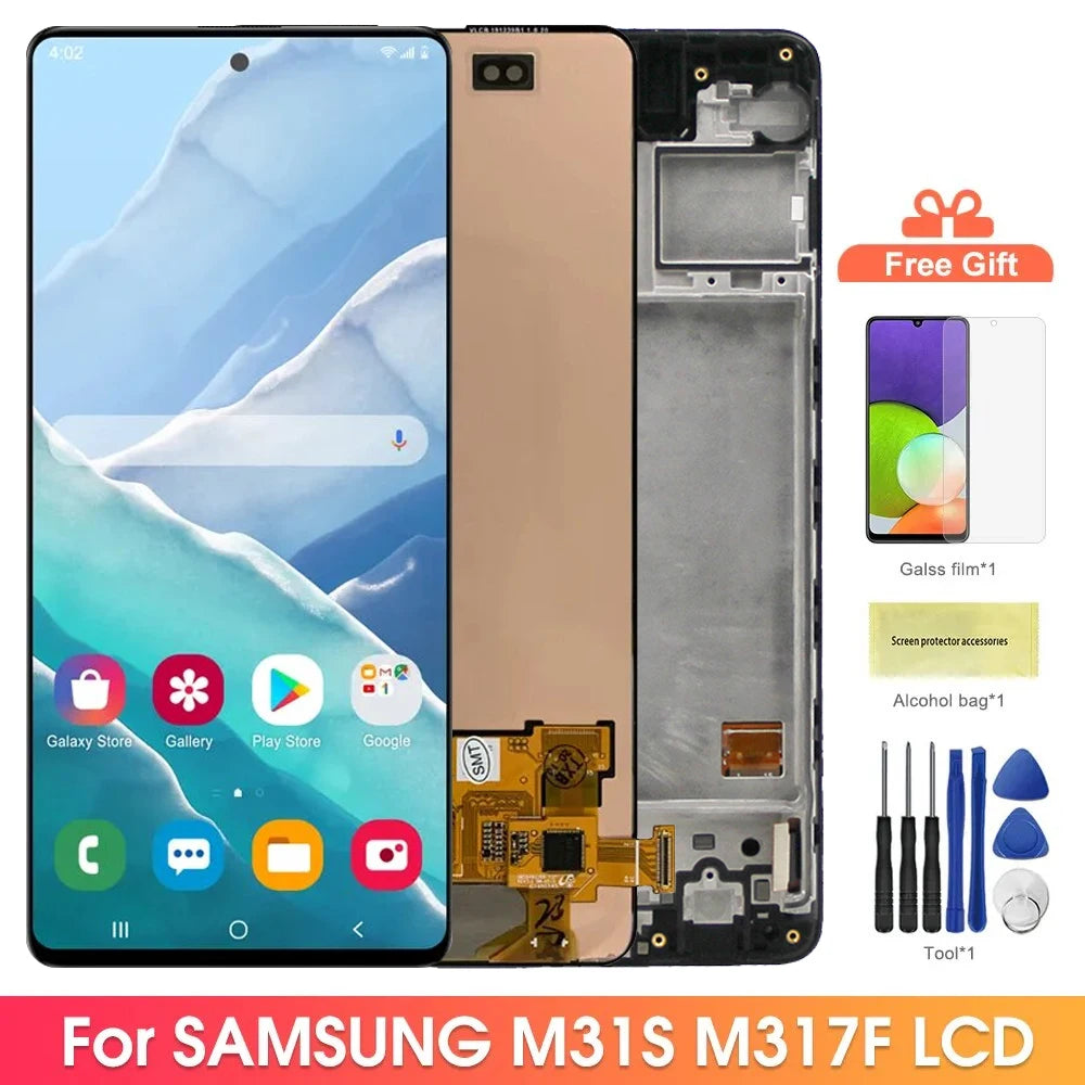 6.5" Super AMOLED Screen for SAMSUNG Galaxy M31S M317 M317F Lcd Display Touch Screen Digitizer with Frame Assembly Replacement Samsung phone repair parts