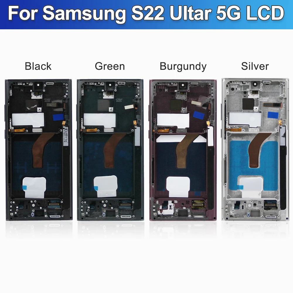 Amoled S22 Ultra Dispaly Screen for Samsung Galaxy S22 Ultra 5G S908B S908B/DS Lcd Display Digital Touch Screen with Fingerprint Samsung phone repair parts