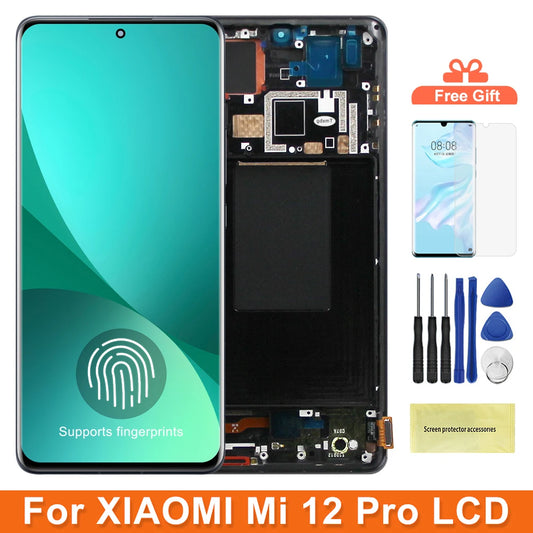 Super AMOLED Mi 12 Pro Screen Replacement for Xiaomi 12 Pro 2201122C 2201122G Lcd Display Touch Screen Digital with Frame Parts Xiaomi phone repair parts