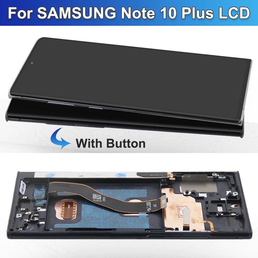 AMOLED Note 10 Plus Screen for Samsung Galaxy Note10+ N975F Lcd Display Touch Screen with Frame Support S Pen Fingerprints Samsung phone repair parts