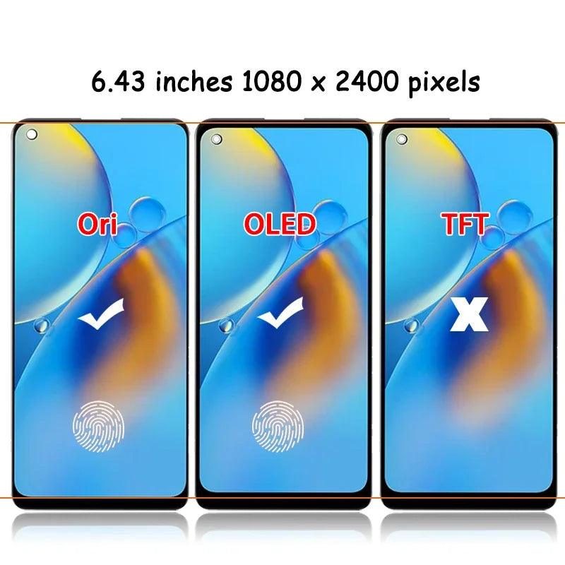 6.43"100% Test For Oppo Realme 7 Pro LCD Display Touch Screen Digitizer Assembly for Realme7 Pro RMX2170 LCD Replacement Parts Oppo phone repair parts Realme phone repair parts