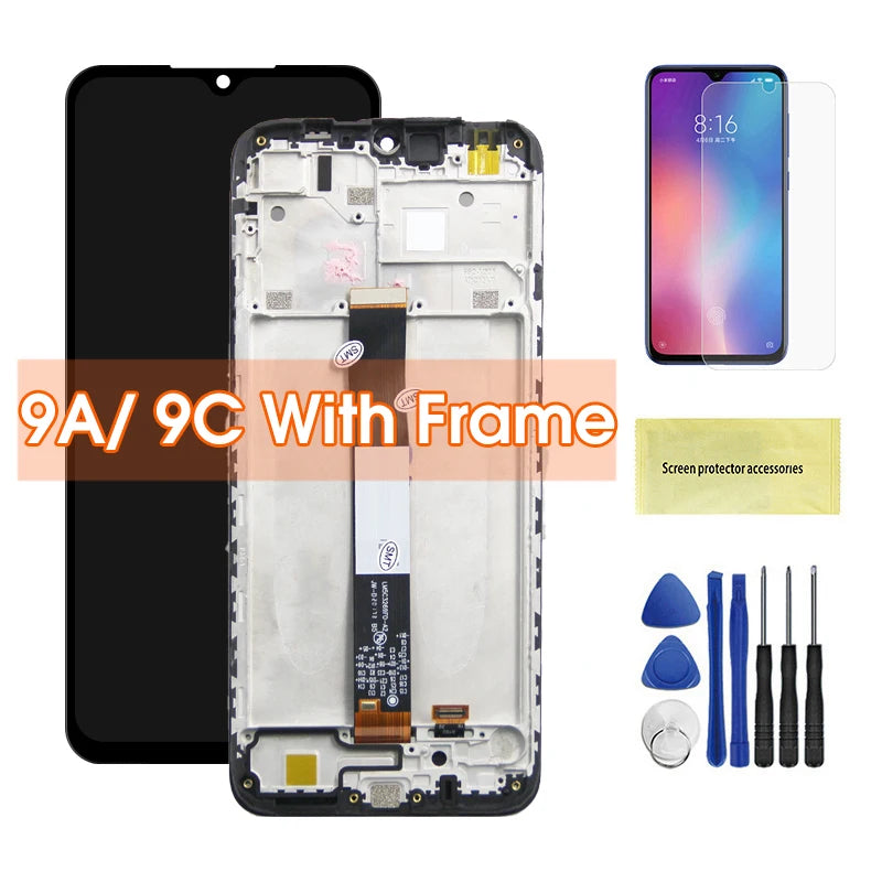 6.53'' Screen for Redmi 9 M2004J19G Lcd Display Touch Screen Digitizer With Frame for Xiaomi Redmi 9A 9C M2006C3MG Replacement Xiaomi phone repair parts
