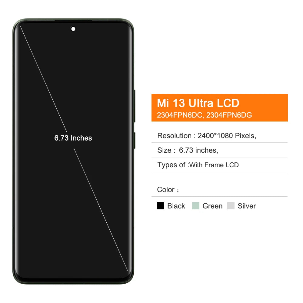 AMOLED Lcd 13 Ultra Display Screen Assembly for Xiaomi 13 Ultra 2304FPN6DC 2304FPN6DG Display Digital Touch Screen with Frame Xiaomi phone repair parts