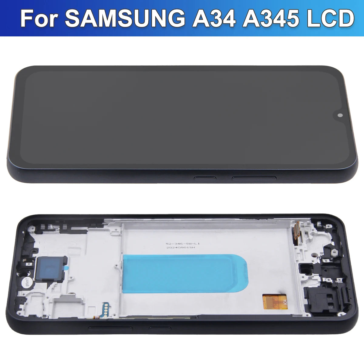 Super AMOLED Screen for Samsung Galaxy A34 A346B A346B/DS Lcd Dispaly Digital Touch Screen with Frame for Samsung A34 Assembly Samsung phone repair parts