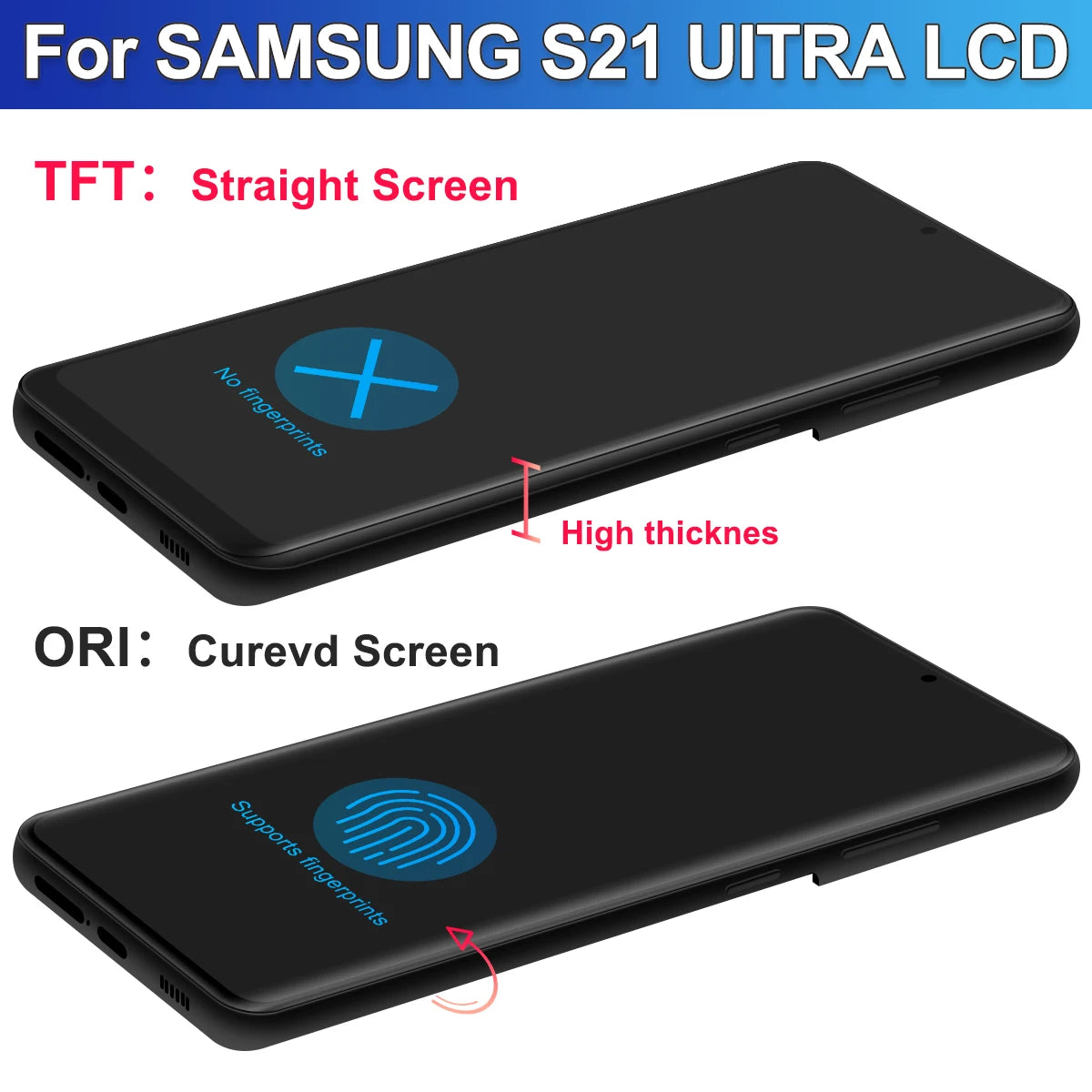 TFT LCD Screen for Samsung Galaxy S21 Ultra 5G G998B G998B/DS Lcd Display Digital Touch Screen with Frame, Support S Pen Samsung phone repair parts