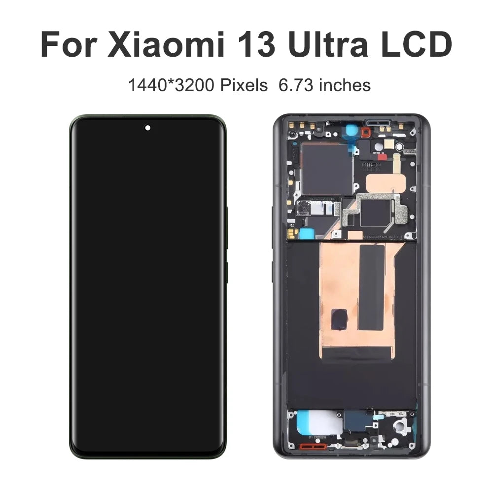 AMOLED Lcd 13 Ultra Display Screen Assembly for Xiaomi 13 Ultra 2304FPN6DC 2304FPN6DG Display Digital Touch Screen with Frame Xiaomi phone repair parts